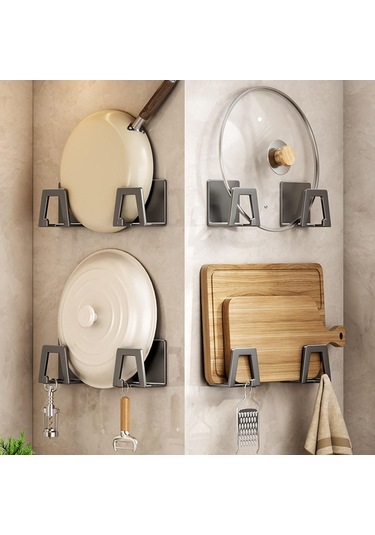 Suntek 4 Parça Tencere Kapağı Tutucu Duvara Monte Yerden Siyah