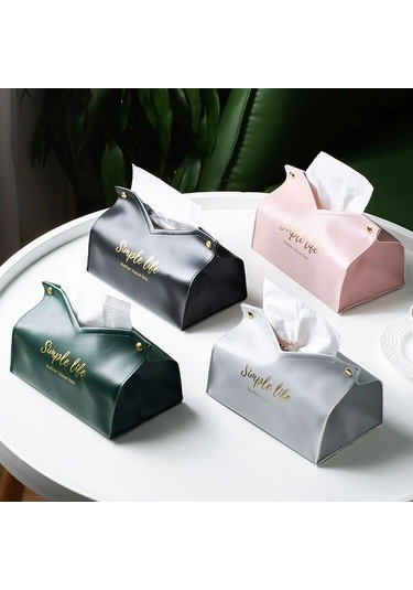 Deri Doku Tutucu Ev Peçete Saklama Kutusu Su Geçirmez Toz Doku Kutusu Mutfak Ofis Doku Kutuları Oturma Odası Dekorasyon