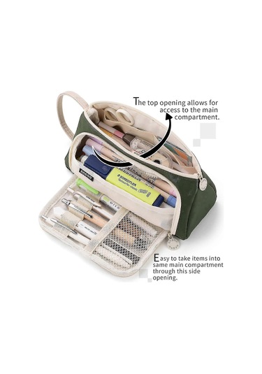 Büyük Kapasiteli Kalem Kutusu Kılıfı Kalem Kutusu Basit Kırtasiye Çantası Okul Kolej Ofis Düzenleyici Gençler Kızlar Yetişkinler Öğrenciler İçin, Koyu Yeşil Çok Renkli