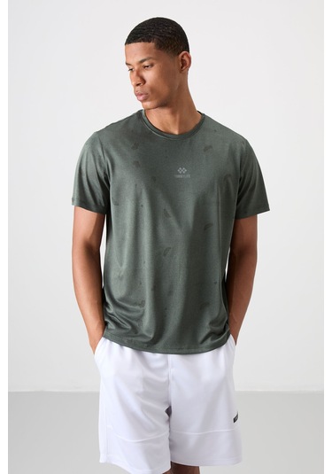 Tommy Life Haki Polyester Jakarlı İnce Esnek Standart Fit Erkek T-shirt - 88397 001