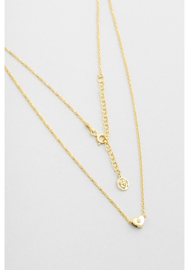 Little Love 18 Ayar Sarı Altın Kaplama 42 Cm Gümüş Kolye Sarı