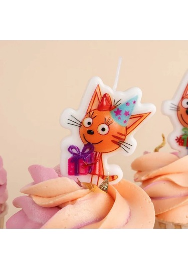 Davajdarit' Üç Kedi Pastası İçin Mum, Doğum Günü Kutlu Olsun 6,5 Cm 338723173 Diğer