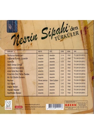 Nesrin Sipahi Nesrin Sipahi'den Türküler - Cd