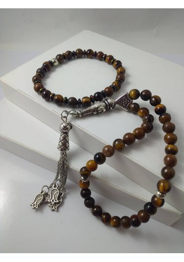 Kaplangözü Taşı Tespih ve Bileklik Takım/ Doğaltaş Tespih-Bilekli N11.5986