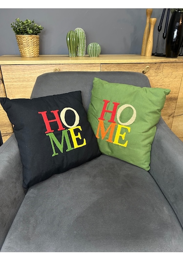 Home Punch İşlemeli Kırlent Kılıfı Tekli 40 40
