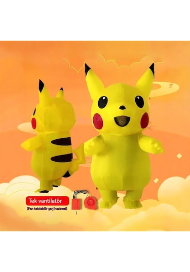 Karikatür Şişme Elbise Cosplay Bikachu Sevimli Komik Gösteri Bebek Kostümü-yetişkin