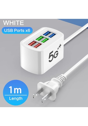 Walkesen 6 Portlu Usb Hızlı Şarj Cihazı - Evrensel Telefon Adaptörü Ve Güç Şeridi Bize Whıtedistribütör Garantili