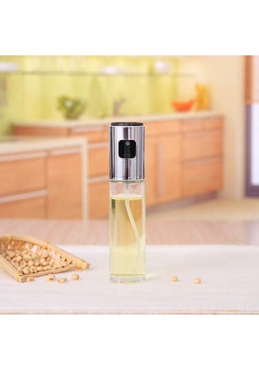Hfambition Günlük Kullanıma Uygun Cam Ve Paslanmaz Çelik Sprey Yağ Şişesi - Sağlıklı Pişirme Ve Barbekü İçin 100ml Uzay Gümüşü Çok Renkli