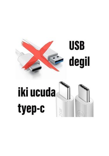 Samsung Uyumlu M15 M23 M33 M34 M51 Hızlı Şarj Kablosu 1m 25w Hızlı Type-c To Type-c