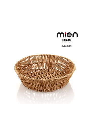 Mien Rattan Yuvarlak Ekmek Sepeti 24 Cm Açık Kahverengi