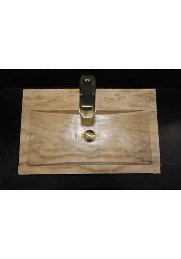 Traverten Batarya Çıkışlı Su Yolu Lavabo