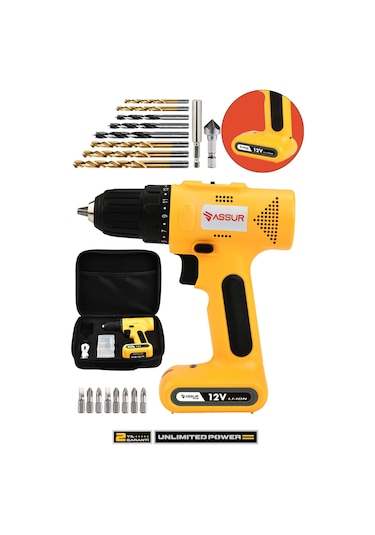 Assur 12V Type - c Usb Şarjlı Akülü Vidalama Dahili Batarya Matkap - 2111