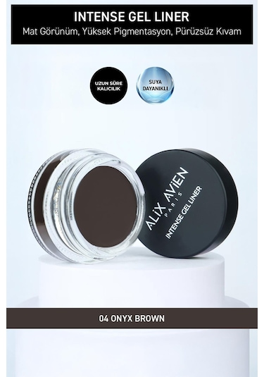 Alix Avien Yüksek Pigmentli Suya Dayanıklı Uzun Süre Kalıcı Mat Jel Eyeliner Intense Gel Liner 04 Onyx Brown