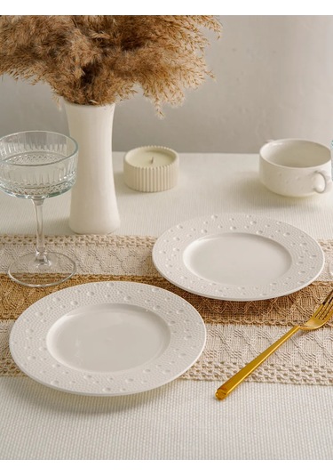 Magistro İki Adet Fray Yemek Tabağı Seti, 20 Cm Çapında, Porselen. 344082579 Beyaz