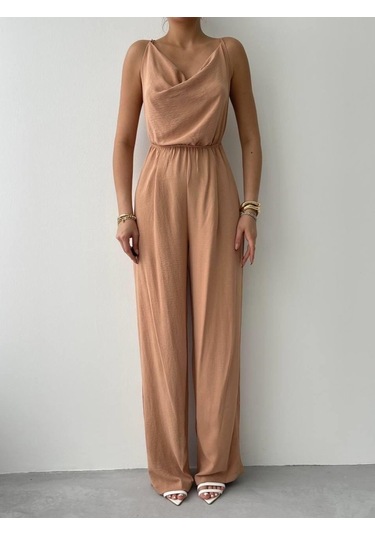 Ahes Shopping Darcy Sırt Dekolteli Tulum Bej