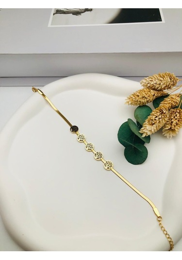 Hayat Ağacı Detaylı Çelik Bileklik Gold Blk 244 Çok Renkli