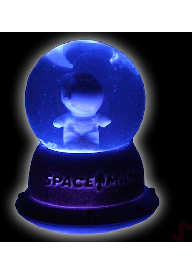 Uçuşan Yıldızlı,7,5cm X 4,5cm Led Işıklı Astronot Küre - Lila