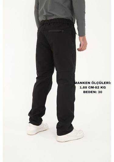 Camp Scoutland Camp595 Outdoor Tactical Softshell Su Ve Rüzgara Dayanıklı İçi Polarlı Kışlık Erkek Taktik Pantolon Siyah Siyah