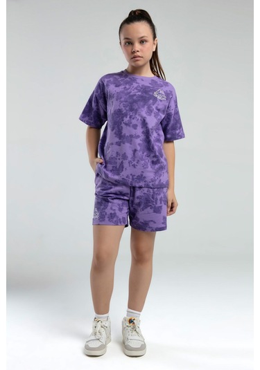 Kappa 362415 Kız Çocuk Tie-dye Şort Bermuda Pijama Takım Lila