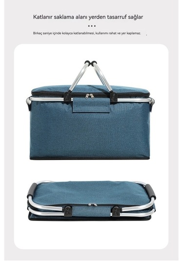 Dancemonkey Katlanır Piknik Sepeti Oxford Kumaş Yalıtımlı Sepet Çok Fonksiyonlu Piknik Çantası-kırmızı Kırmızı