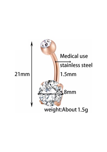 Chavin Beyaz Taşlı Rose Çelik Göbek Piercing Dt91Rs Beyaz