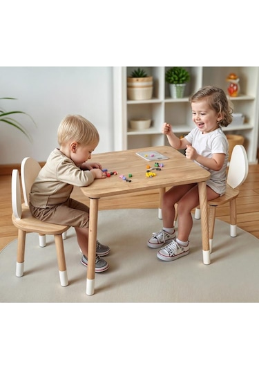 Bee Smart Safir Meşe 2 Sandalyeli Masa Seti - Standart Standart Standart