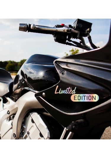 22x5 Cm Hologram Renk Limited Edition Yazı Motor Oto Araç Sticker Çok Renkli