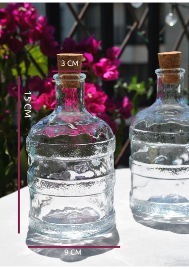 1 Adet Cam Su Şişesi 0,50 Ml Damacana Mantar Kapaklı 500 Ml Yağda