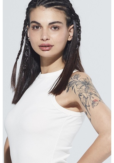 Dakota Halter Yaka Ribanalı Diz Üstü Basic Örme Elbise 001