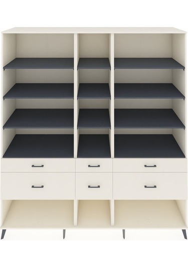 Kronos Dolap 12 Raflı 6 Çekmeceli 220x59x243 Aytaşı-antrasit/aytaşı Antrasıt/aytası