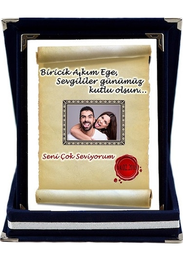 Sevgiliye Papirüs Tasarım Hediye Fotoğraflı Plaket