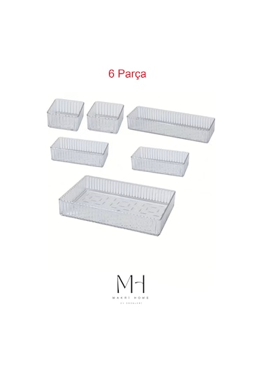 Makri Home 6'lı Şeffaf Çekmece İçi Organizer Seti Kaydırılabilir Sistem