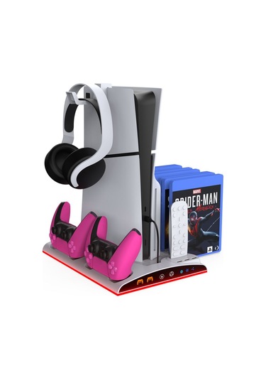 Tp5-3570 Multi Fonksiyonel Ps5 Slim/ Ps5 Dijital Rgb Işıklı Soğutma Ve Şarj İstasyonu Beyaz