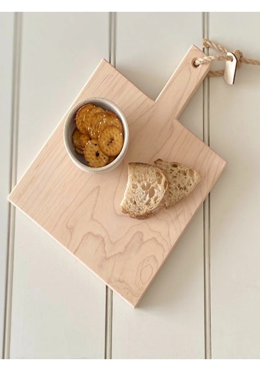 Ahşap Servis Tahtası Kare Açık Kahverengi