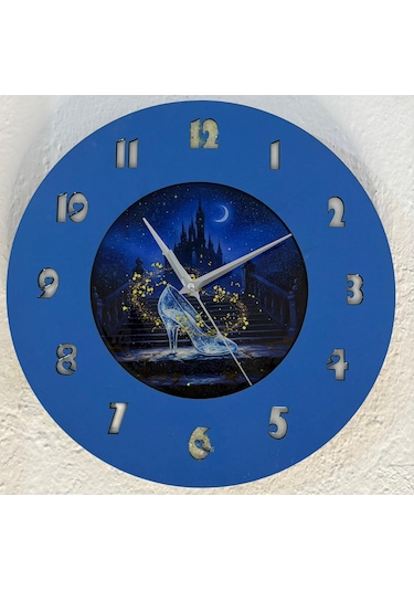 Kişiye Özel İsimli Çocuk Odası Duvar Saati Epoksi Dolgulu 35 Cm Masallar Serisi Koyu Mavi