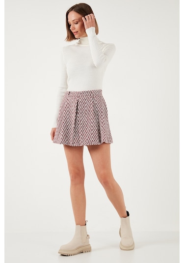 Lela Kadın Şort Etek 611sr0046 Bordo