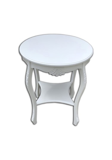 Fiskos 4Ayak Oymalı Model Parlak Ihlamur ağacı ayak Parlak Beyaz  MDF tabla Kutuda sevk EL Yapım