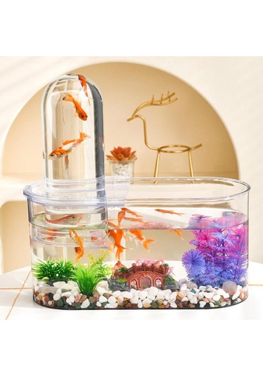 Suntek Mini Balık Tankı Toz Geçirmez Yetiştirme Oval-kısa