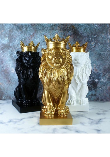 Suntek Aslan Heykeli Vahşi Hayvan Süs Reçine Ev Heykel Beyaz