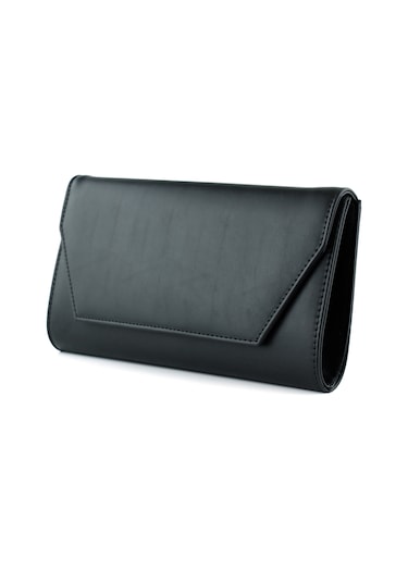 Erkan Saçmacı Siyah Zincir Askılı Manyetik Kapaklı İç Cepli Zarif Abiye El Çantası Siyah