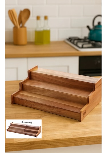 Akasya 3 Katlı Stand Mutfak Raf Baharatlık Standı Açılır Kapanır Stand-mutfak Düzenleyici Raf -