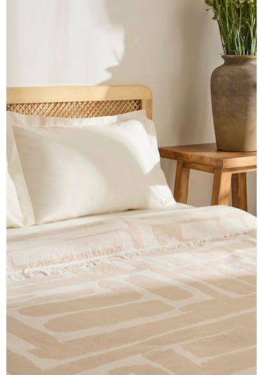 Kaşmir Home Mosy Çift Kişilik Jakar Muslin Pike Bej Bej