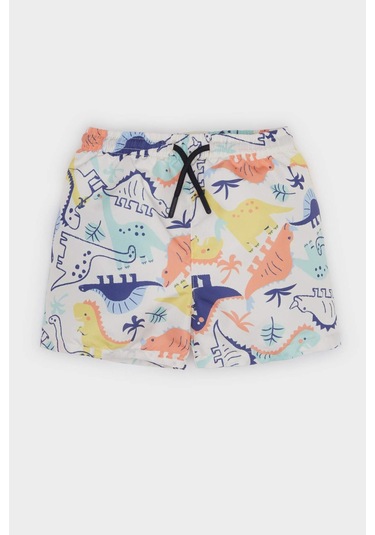 DeFacto Erkek Bebek Hayvan Desenli Micro Deniz Şortu E3519A525SMBG186 Bej