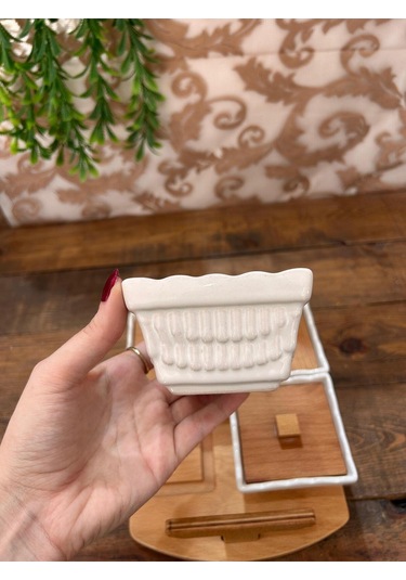 Ahşap Tepsili Kare Kahvaltılık 4 Lü