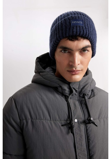 Defacto Erkek Dokuma Etiketli Bere U9177AZ24WNIN8 İndigo