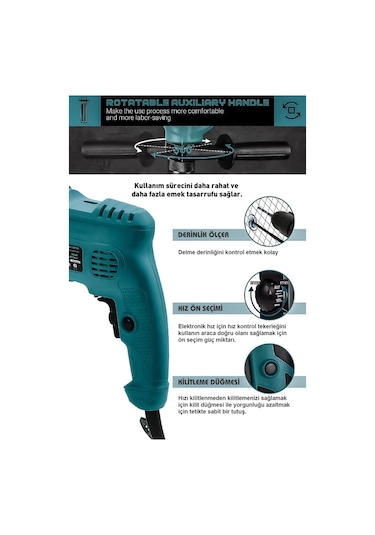 Assur ASR205 500W 13MM Elektrikli Matkap Mavi