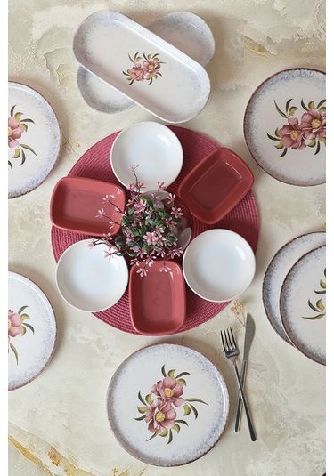 Keramika Polya 14 Parça 6 Kişilik Kahvaltı Takımı Çok Renkli