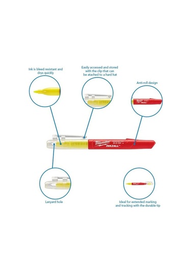Milwaukee T48223201 Ağır Hizmet Tipi Inkzall Fosforlu Işaretleyi