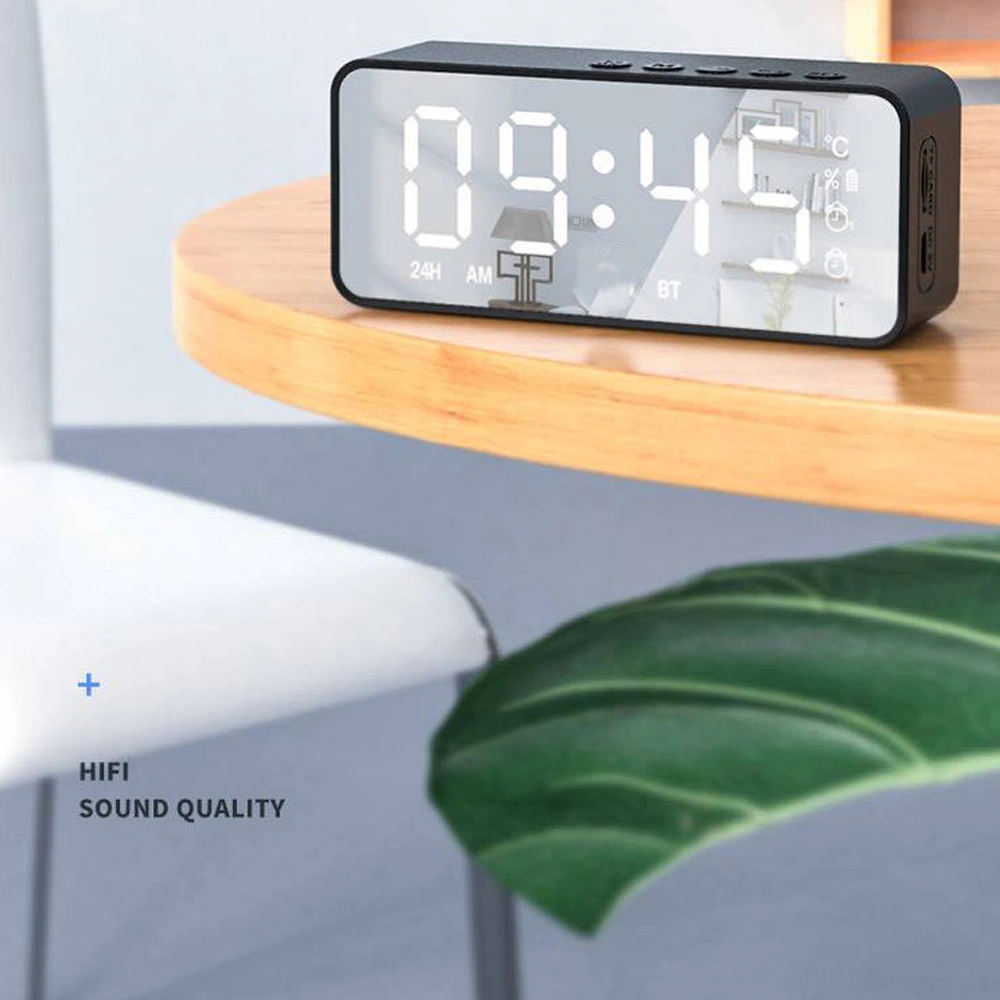 Kangvka Pembe Minik Ayna Bluetooth Hoparlör - Çift Alarm, Sıcaklık Ve Pil Göstergeli, Yüksek Kaliteli Ses, Ev Kullanıma Uygun