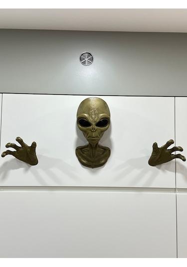 Alien Uzaylı Duvar Dekorasyonu Veya Kulaklık Standı Gold